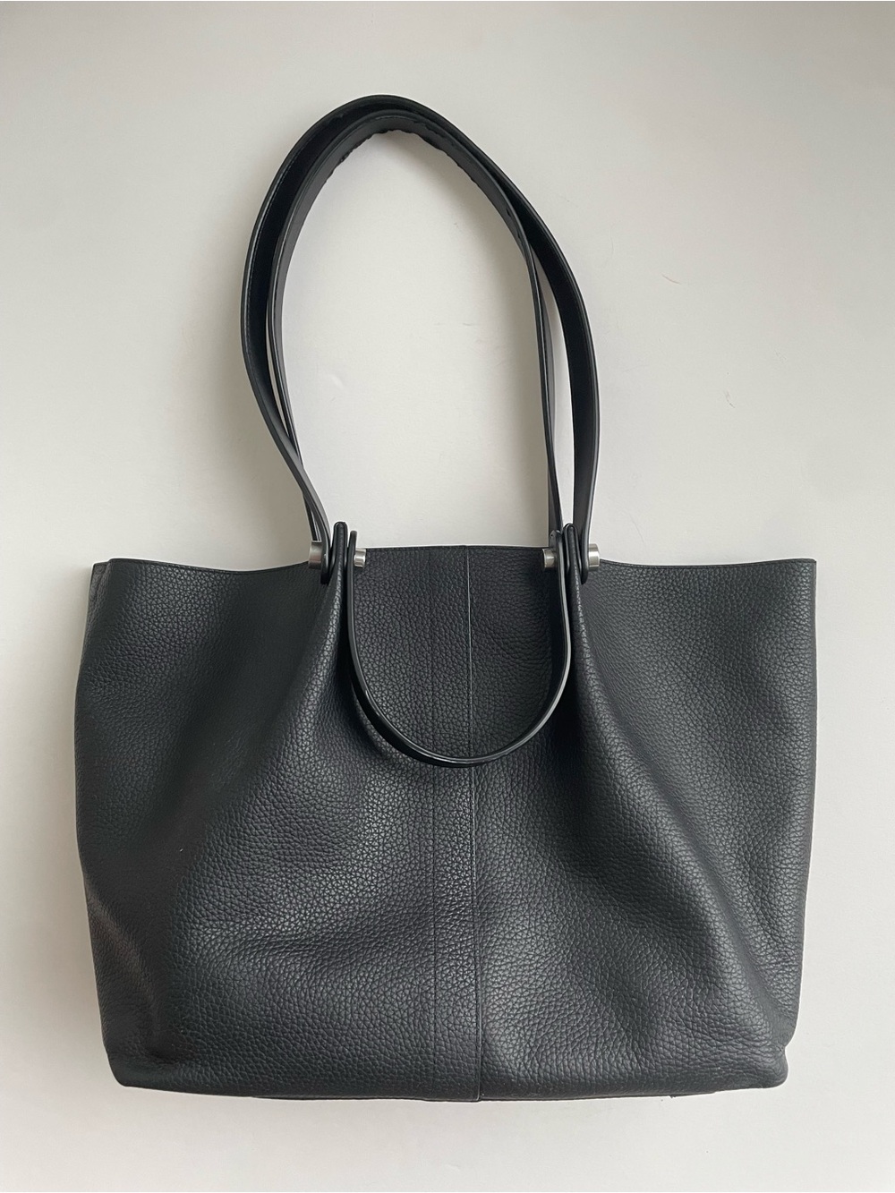 AllSaints Allington East West Pebbled Leather Tote, Black